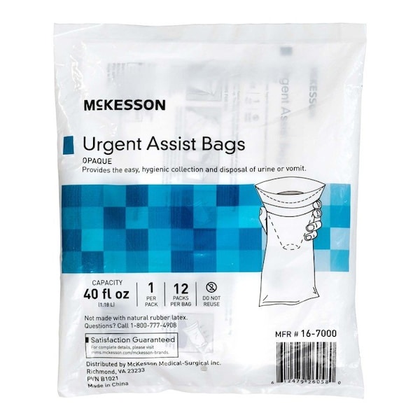 Mckesson Emesis Bag, 40 oz, White, 12PK 16-7000 - main